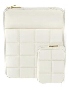 Chic Sand Quilted Puffy Laptop Sleeve Bag 13.3 Inch & Tech Accessory Pouch Set